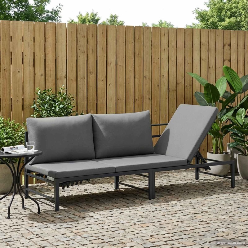 Transat 3 personnes Noir 200 x 62 x 59,5 cm Textilène 533007533007