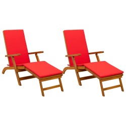 Chaise longue inclinable et pliable avec coussin 2 pcs Rouge 533011533011
