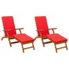 Chaise longue inclinable et pliable avec coussin 2 pcs Rouge 533011533011