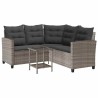 Canapé de jardin avec table et coussins en forme de L gris 533028533028
