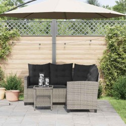 Canapé de jardin avec table et coussins en forme de L gris 533028533028