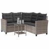 Canapé de jardin avec table et coussins en forme de L gris 533028533028