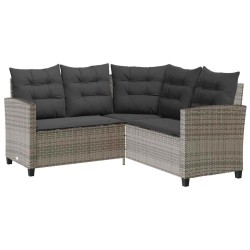 Canapé de jardin avec table et coussins en forme de L gris 533028533028