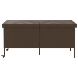Boîte rangement jardin roues marron 160x55x75 cm résine tressée 533032533032