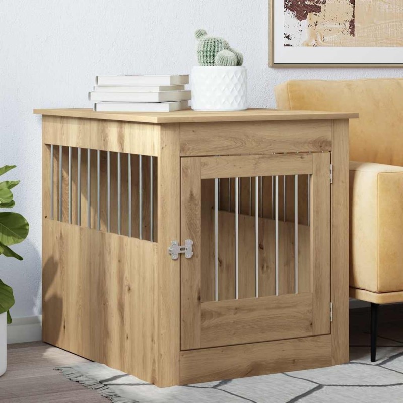 Meuble de cage pour chiens chêne artisanal 64,5x80x71 cm 533042533042