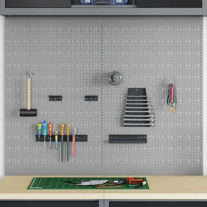Panneau mural à outils 2 pcs Gris 100 x 1 x 80 cm 533056533056