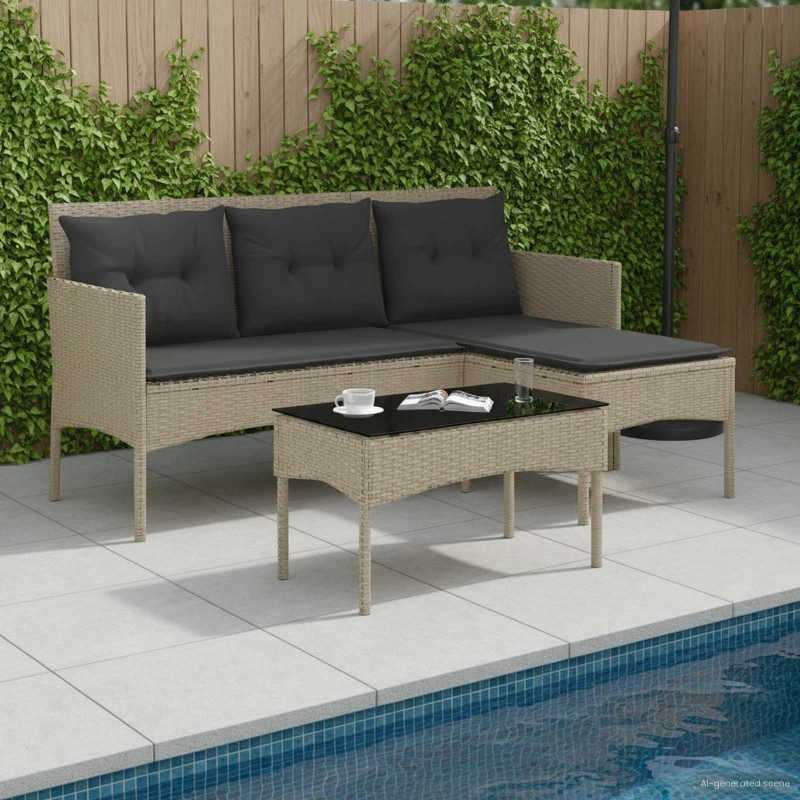 Ensemble de canapé de jardin avec coussin 2 pcs polyrotin 533061533061