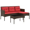 Ensemble de canapé de jardin 2 pcs Marron et rouge polyrotin 533063533063