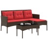 Ensemble de canapé de jardin 2 pcs Marron et rouge polyrotin 533063533063