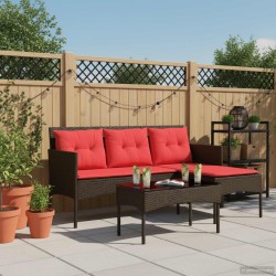 Ensemble de canapé de jardin 2 pcs Marron et rouge polyrotin 533063533063