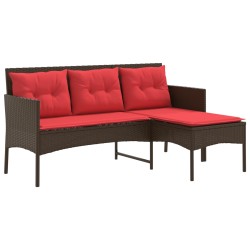Ensemble de canapé de jardin 2 pcs Marron et rouge polyrotin 533063533063
