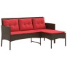 Ensemble de canapé de jardin 2 pcs Marron et rouge polyrotin 533063533063