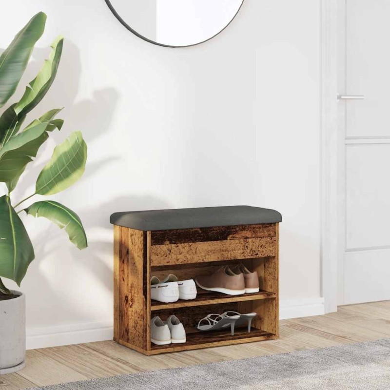 Banc à chaussures vieux bois 62x32x50 cm bois d'ingénierie 533068533068