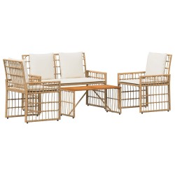 Ensemble de meubles d'extérieur 4 pcs Blanc Naturel et Crème 533073533073