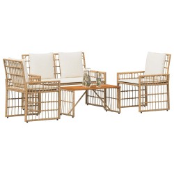 Ensemble de meubles d'extérieur 4 pcs Blanc Naturel et Crème 533073533073