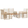 Ensemble de meubles d'extérieur 4 pcs Blanc Naturel et Crème 533073533073