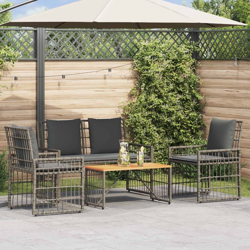 Ensemble de meubles d'extérieur 4 pcs Noir et Gris foncé 533074533074