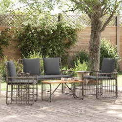 Ensemble de meubles d'extérieur 4 pcs Noir et Gris foncé 533074533074