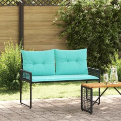 Banc extérieur avec coussin Noir et turquoise 118 x 55 x 82 cm 533078533078