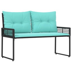 Banc extérieur avec coussin Noir et turquoise 118 x 55 x 82 cm 533078533078