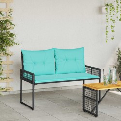 Banc extérieur avec coussin Noir et turquoise 118 x 55 x 82 cm 533078533078