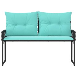Banc extérieur avec coussin Noir et turquoise 118 x 55 x 82 cm 533078533078