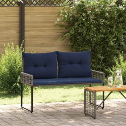 Banc extérieur avec coussin Gris et Marine 118 x 55 x 82 cm 533079533079