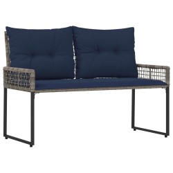 Banc extérieur avec coussin Gris et Marine 118 x 55 x 82 cm 533079533079