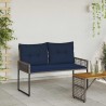 Banc extérieur avec coussin Gris et Marine 118 x 55 x 82 cm 533079533079