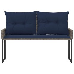 Banc extérieur avec coussin Gris et Marine 118 x 55 x 82 cm 533079533079