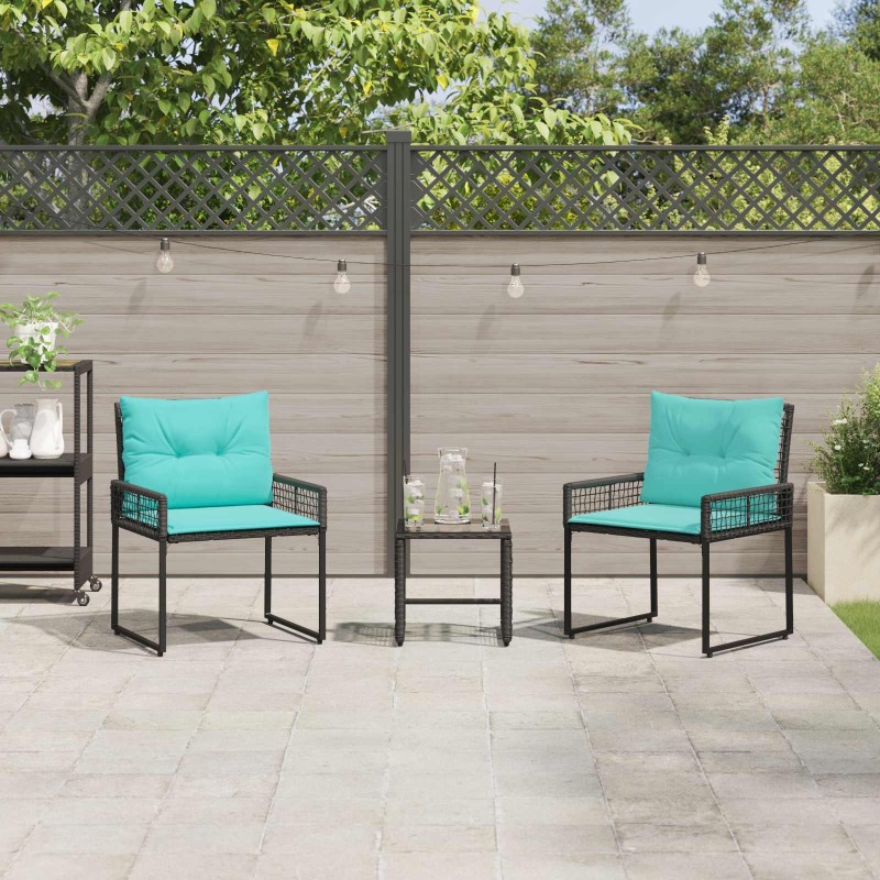 Ensemble de meubles d'extérieur 3 pcs Noir et turquoise 533081533081