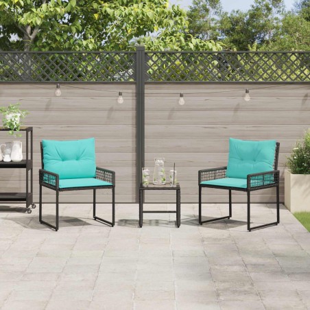 Ensemble de meubles d'extérieur 3 pcs Noir et turquoise 533081533081