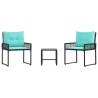 Ensemble de meubles d'extérieur 3 pcs Noir et turquoise 533081533081