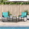 Ensemble de meubles d'extérieur 3 pcs Noir et turquoise 533081533081