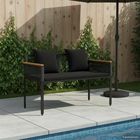Banc extérieur avec coussin Noir 117 x 54 x 74.5 cm polyrotin 533083533083
