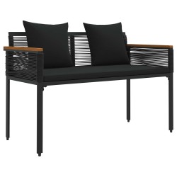 Banc extérieur avec coussin Noir 117 x 54 x 74.5 cm polyrotin 533083533083