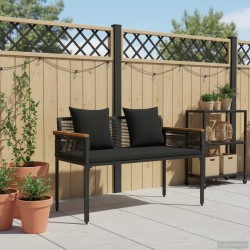 Banc extérieur avec coussin Noir 117 x 54 x 74.5 cm polyrotin 533083533083