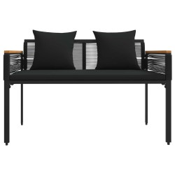 Banc extérieur avec coussin Noir 117 x 54 x 74.5 cm polyrotin 533083533083