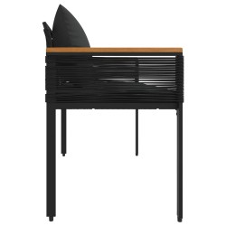 Banc extérieur avec coussin Noir 117 x 54 x 74.5 cm polyrotin 533083533083