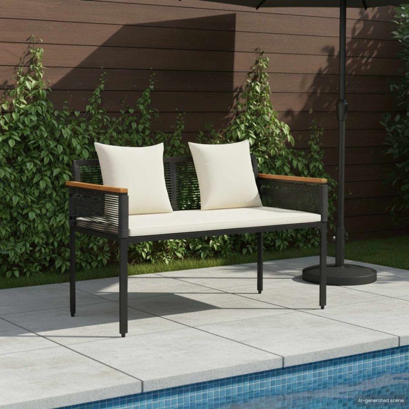 Banc extérieur Noir et blanc crème 117 x 54 x 74.5 cm polyrotin 533084533084
