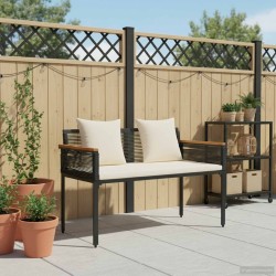 Banc extérieur Noir et blanc crème 117 x 54 x 74.5 cm polyrotin 533084533084