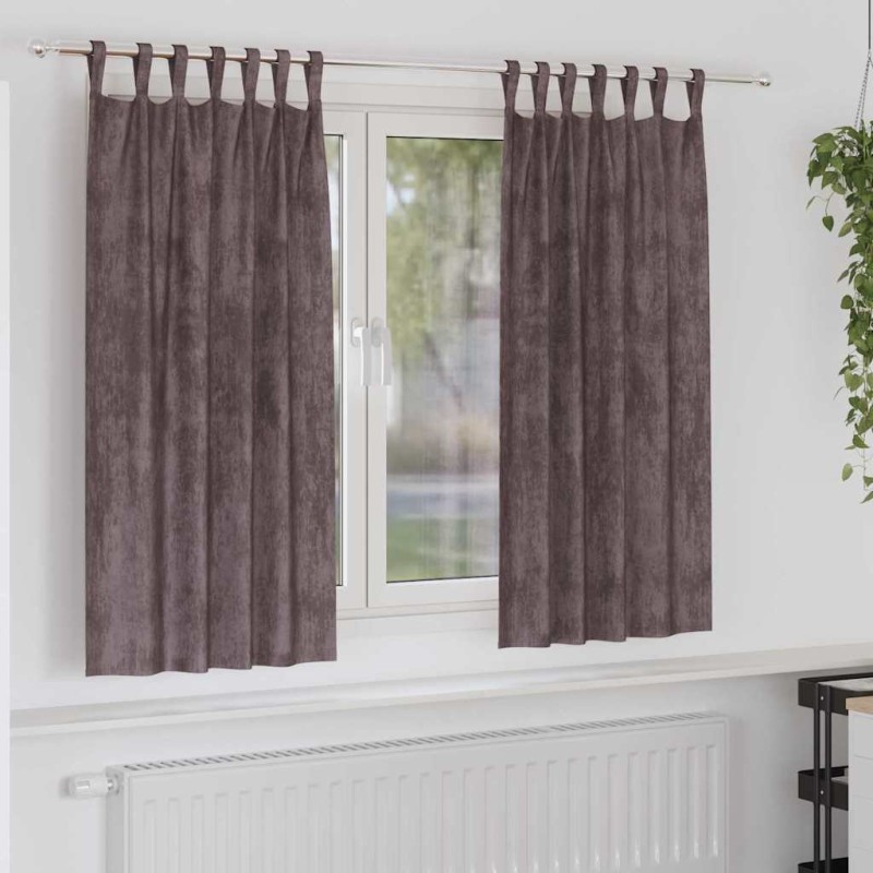 Rideaux en velours 2 pcs Marron 175 x 140 cm Velours 534363534363