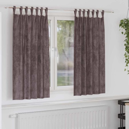 Rideaux en velours 2 pcs Marron 175 x 140 cm Velours 534363534363