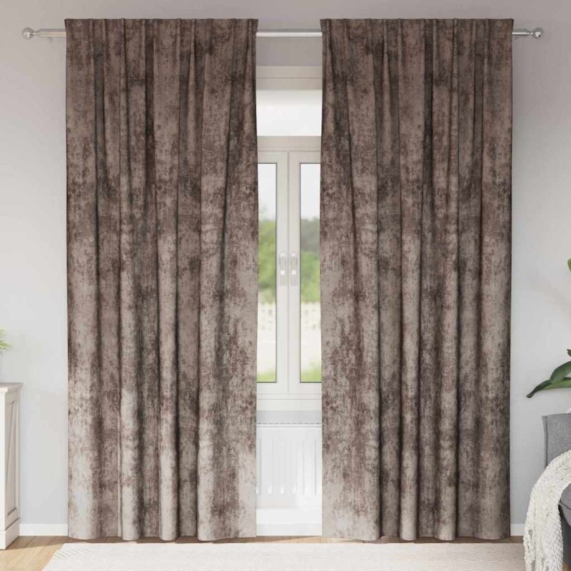 Rideaux en velours 2 pcs Cappuccino 260 x 140 cm Velours 534370534370