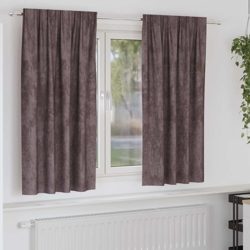 Rideaux en velours 2 pcs Marron 175 x 140 cm Velours 534371534371