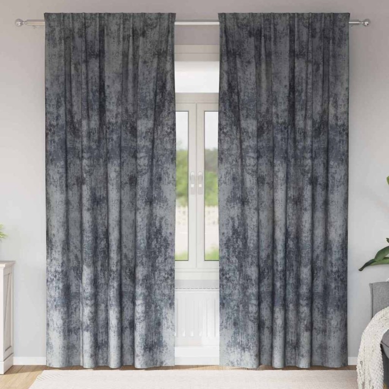 Rideaux en velours 2 pcs Gris Argenté 225 x 140 cm Velours 534373534373