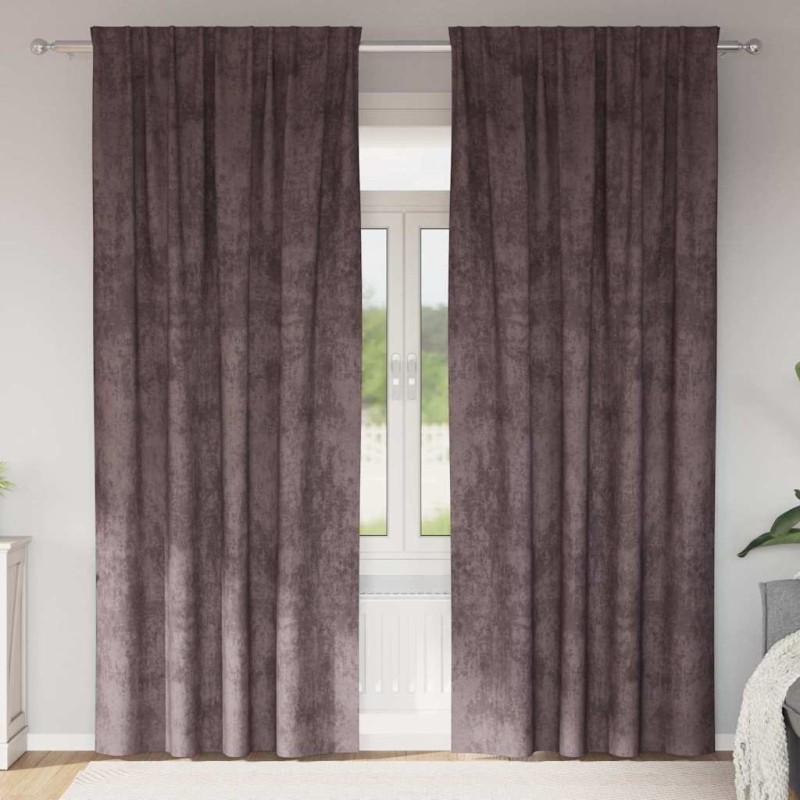 Rideaux en velours 2 pcs Marron 245 x 140 cm Velours 534386534386