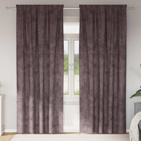 Rideaux en velours 2 pcs Marron 245 x 140 cm Velours 534386534386