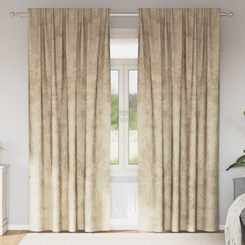 Rideaux en velours 2 pcs Crème 225 x 140 cm Velours 534390534390
