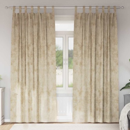 Rideaux en velours 2 pcs Crème 260 x 140 cm Velours 534398534398